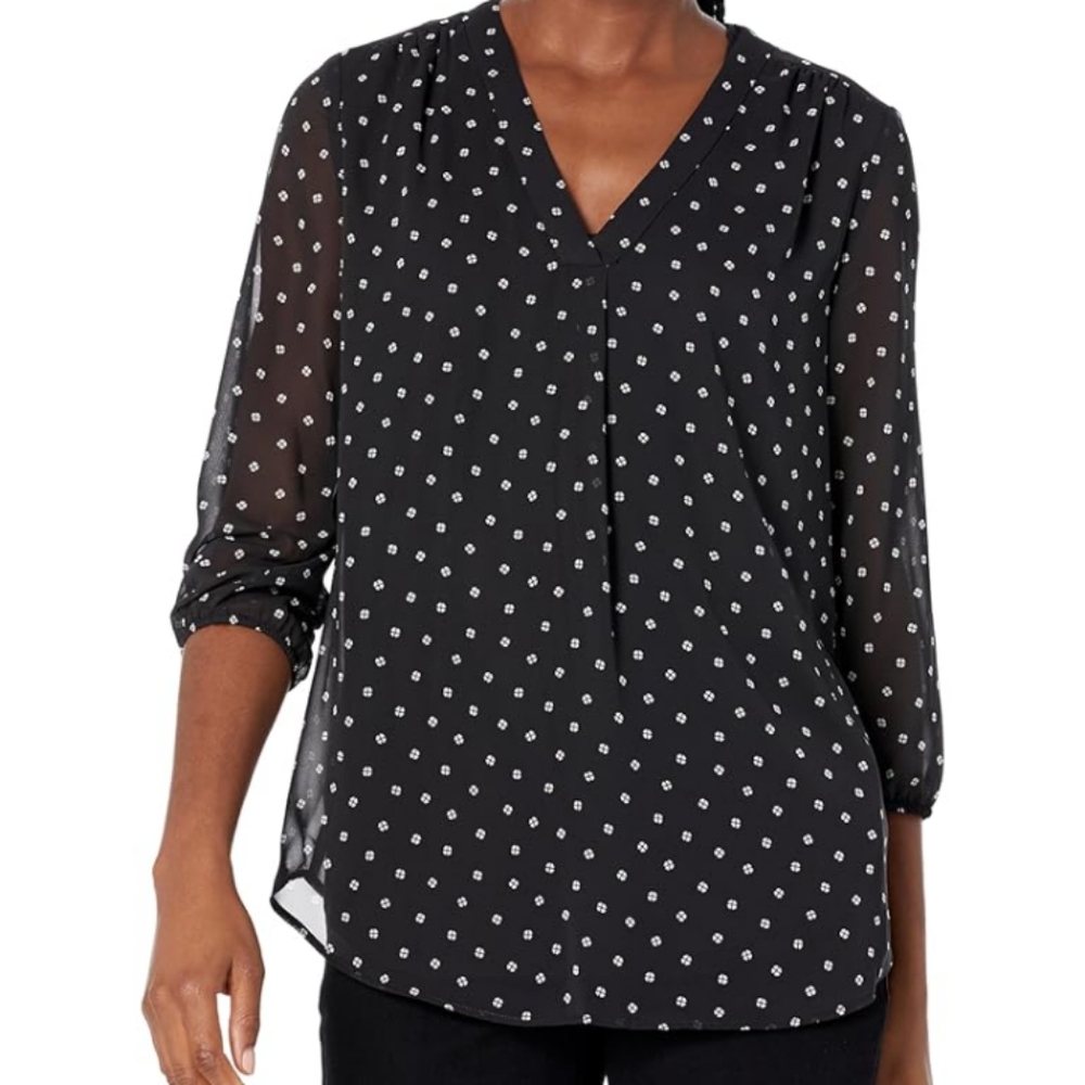 Jones New York Women's Black 3/4 Sleeve Top